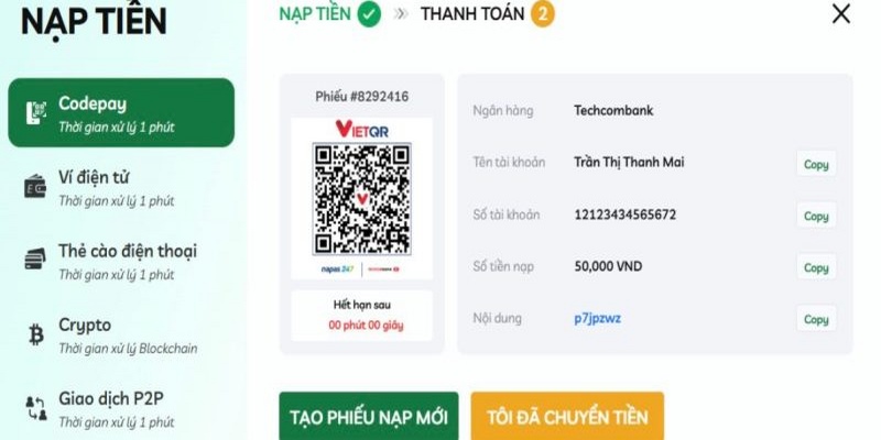 Các bước thực hiện nạp tiền MIN88 vô cùng nhanh chóng